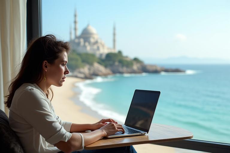 Espace de télétravail dans un cadre inspirant